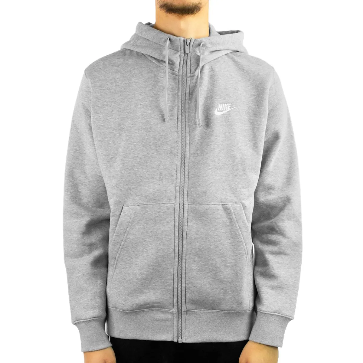 Nike NSW Club Fleece BB Zip Hoodie BV2645-063 - hellgrau meliert